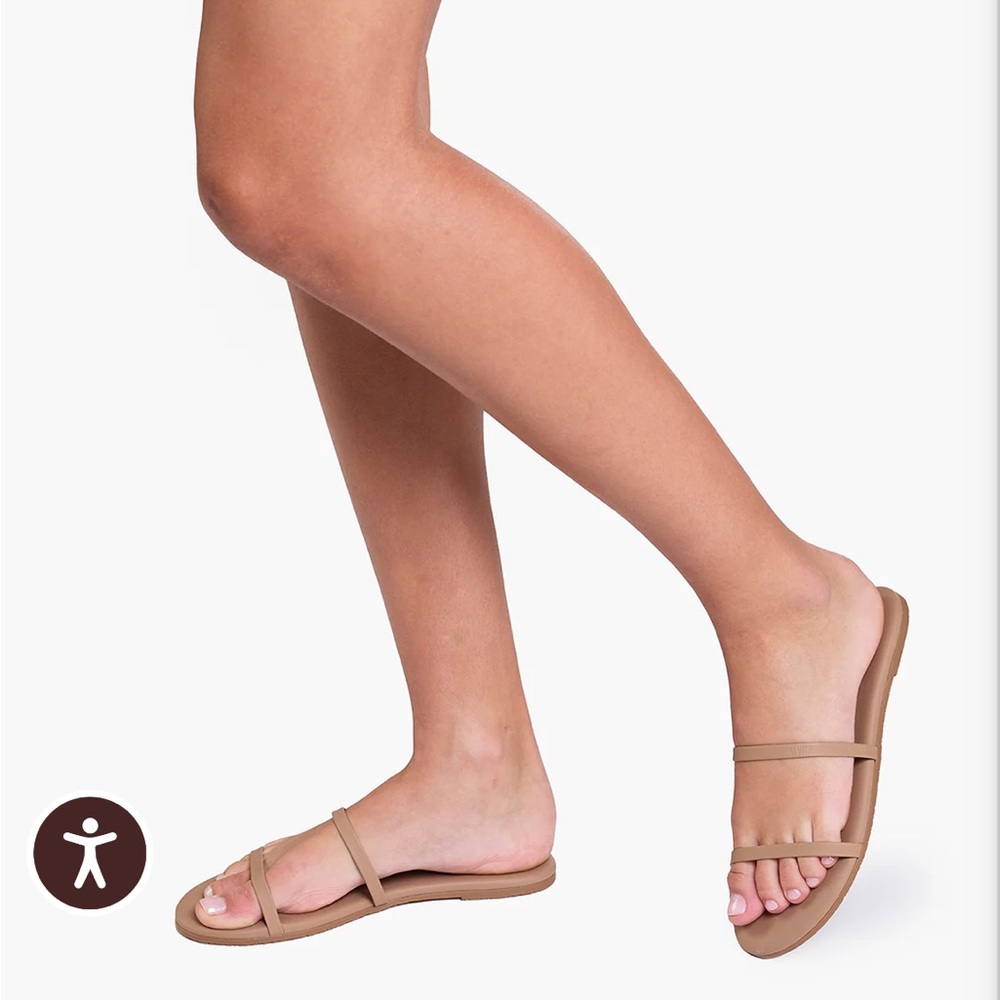 TKEES Tan Double-Strap Slide Sandals